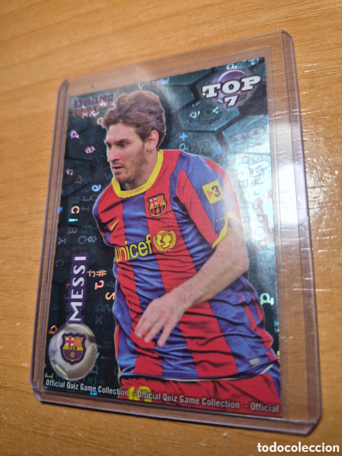 Cromos de f&uacute;tbol: Messi Top Azul Fondo Letras Mundicromo 2011 2012
