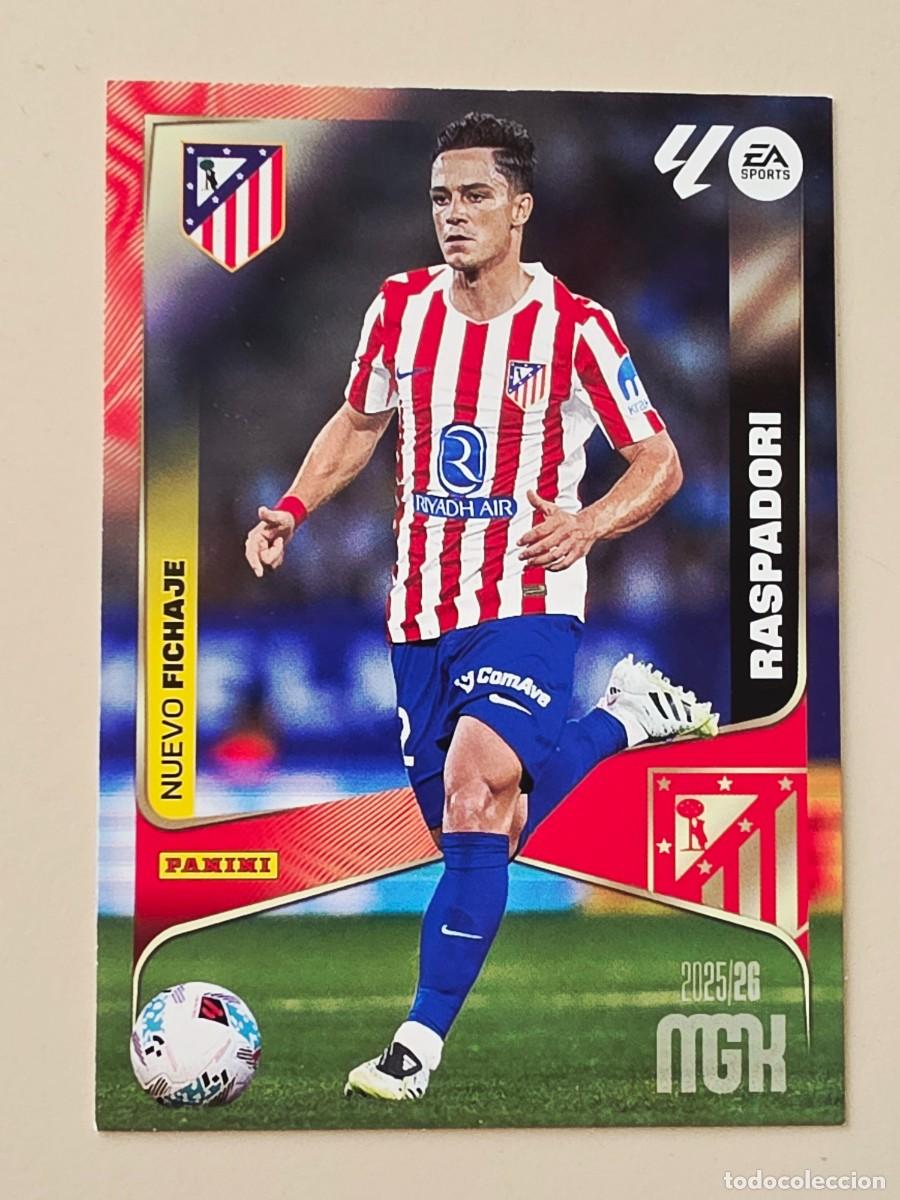 Cromos de f&uacute;tbol: 475 Giacomo Raspadori, Atl&eacute;tico de Madrid, Nuevo Fichaje, Panini Megacracks MGK 2025 2025 25 26
