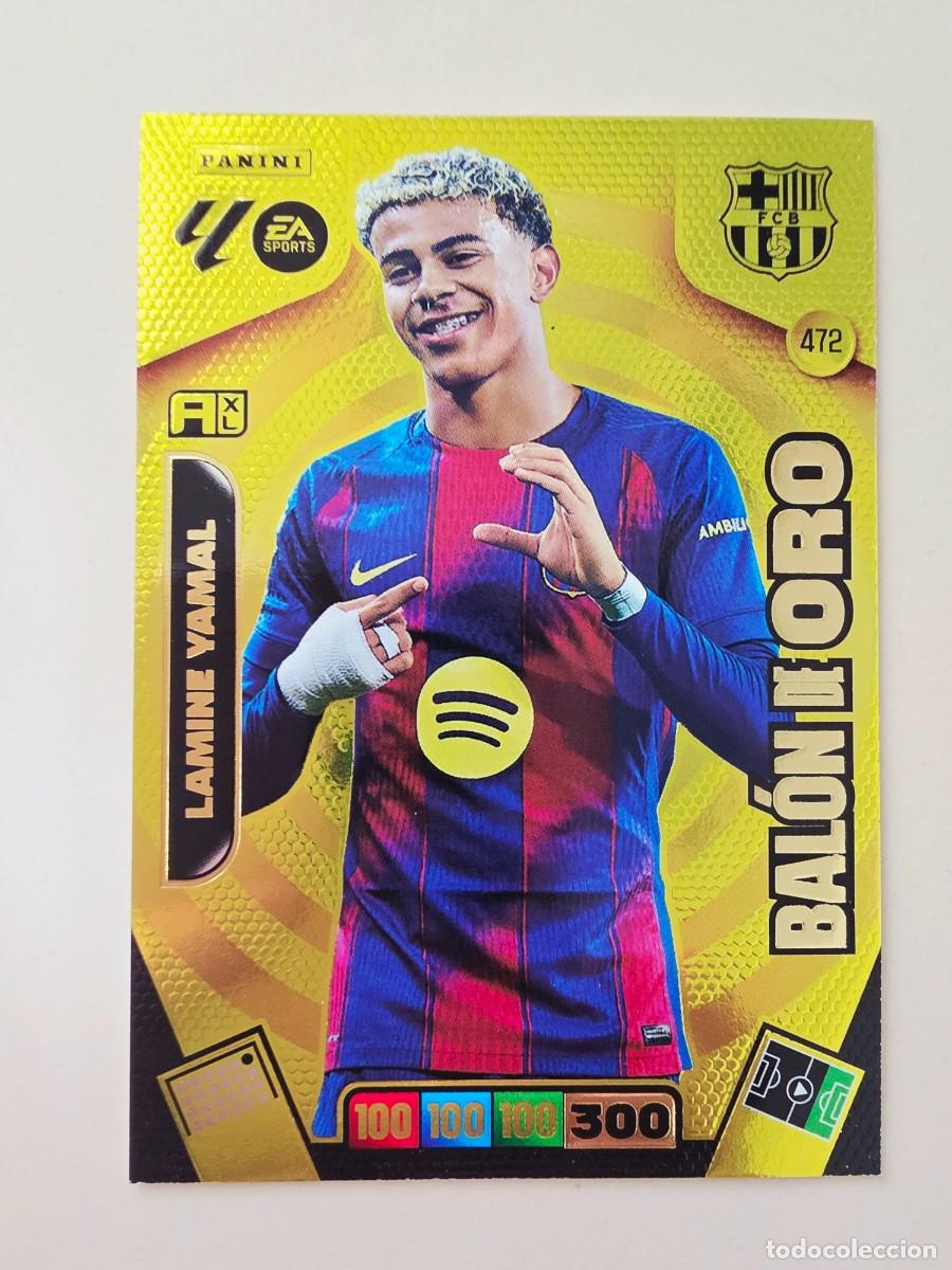 Cromos de f&uacute;tbol: 472 Lamine Yamal, FC Barcelona, Bal&oacute;n de Oro, Panini Adrenalyn XL Liga 2025 2025 25 26