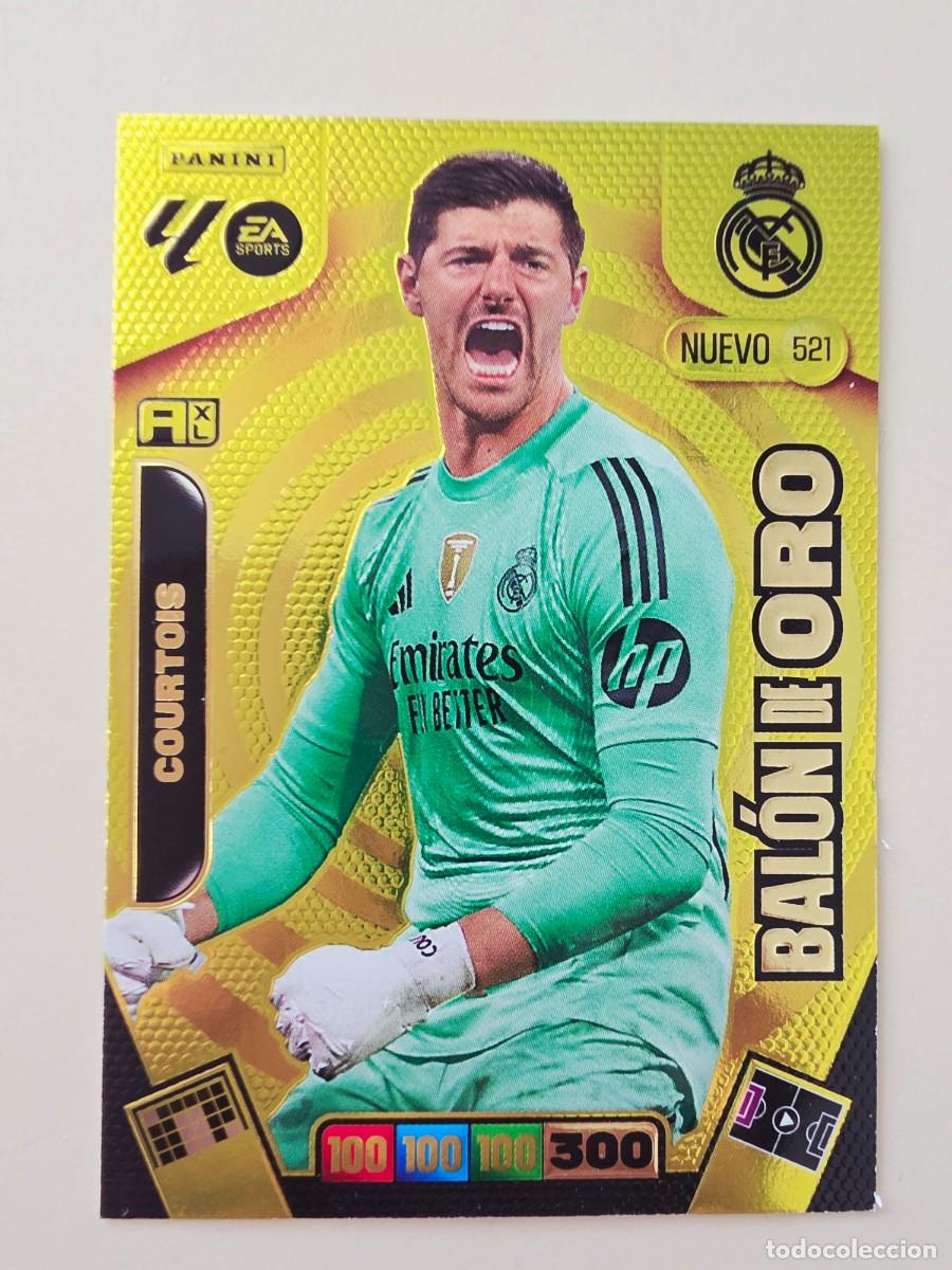 Cromos de f&uacute;tbol: 521 Thibaut Courtois, Real Madrid, Nuevo Bal&oacute;n de Oro, Panini Adrenalyn XL Liga 2025 2025 25 26