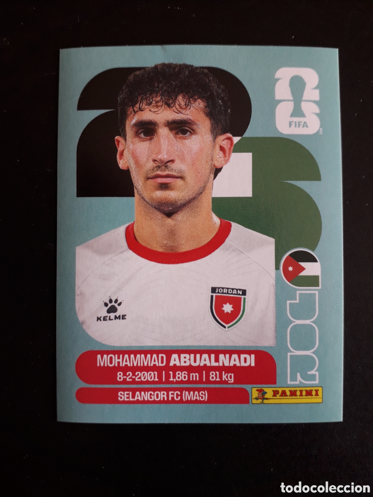 Cromos de f&uacute;tbol: ABUALNADI JORDANIA JOR 8 MUNDIAL F&Uacute;TBOL 2026 FIFA WORLD CUP PANINI SIN PEGAR PEDIDO M&Iacute;NIMO 3&euro;