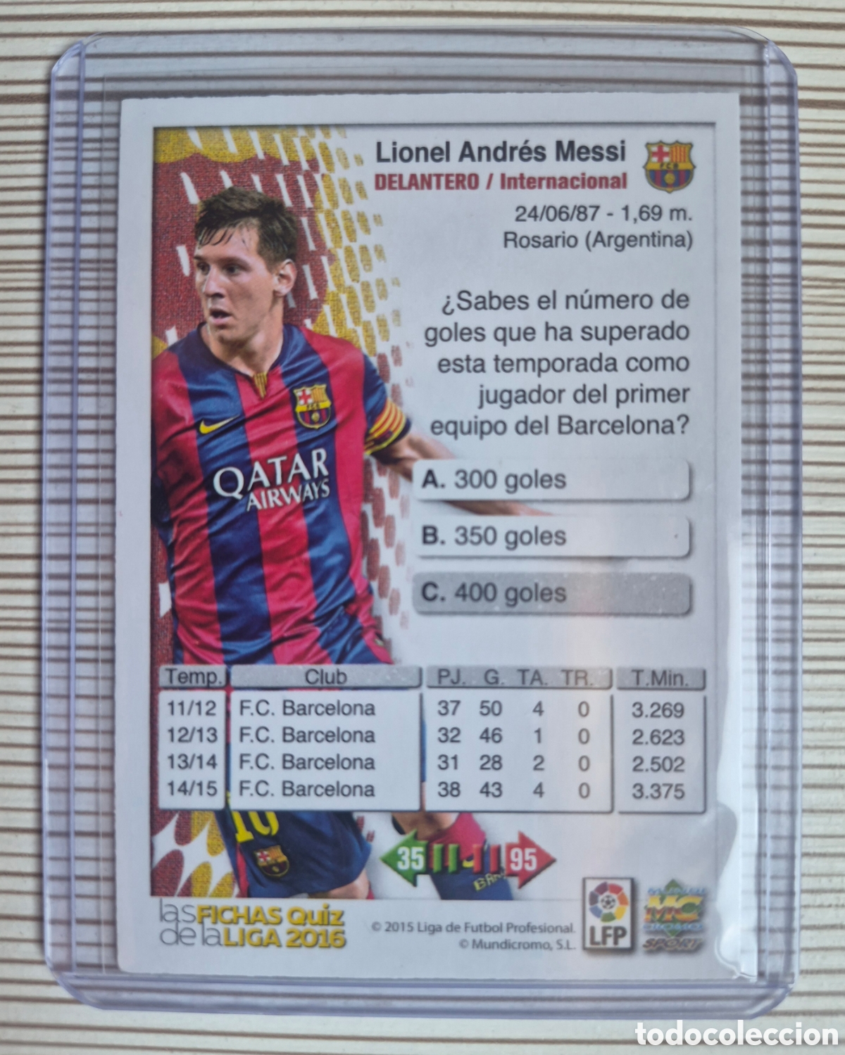 Cromos de f&uacute;tbol: Mundicromo 2015 2016 MESSI #17 - Foto 2