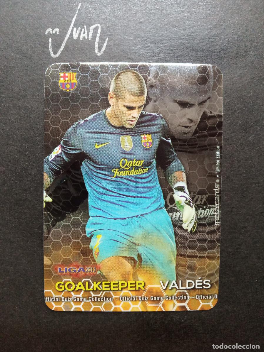 Football Stickers: LIMITED EDITION 2/4 METALCARDS LISO VICTOR VALDES BARCELONA ⚽ MUNDICROMO &reg; LIGA QUIZ 2012 2013 12 13