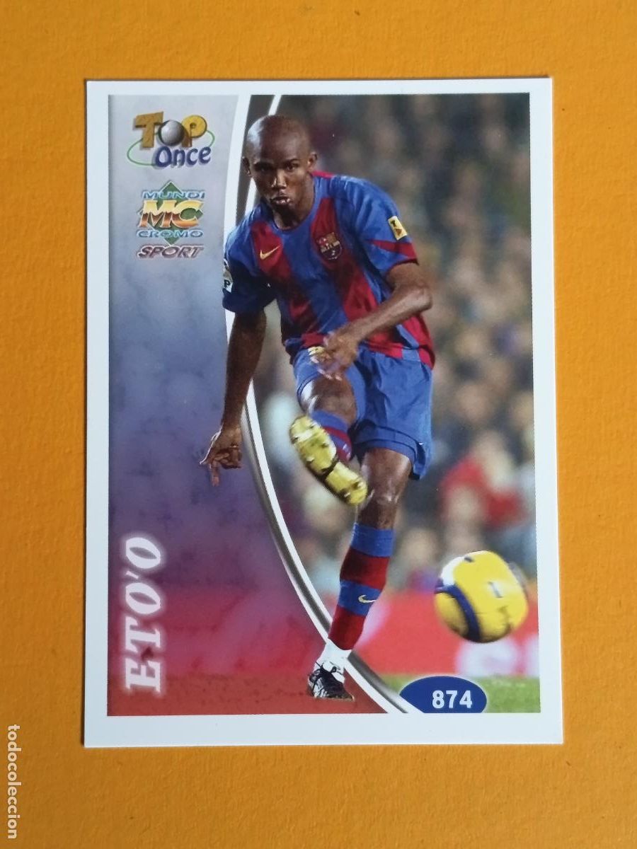 Cromos de f&uacute;tbol: 874 ETO'O TOP ONCE. FC BARCELONA. LAS FICHAS DE LA LIGA 2005. MUNDICROMO