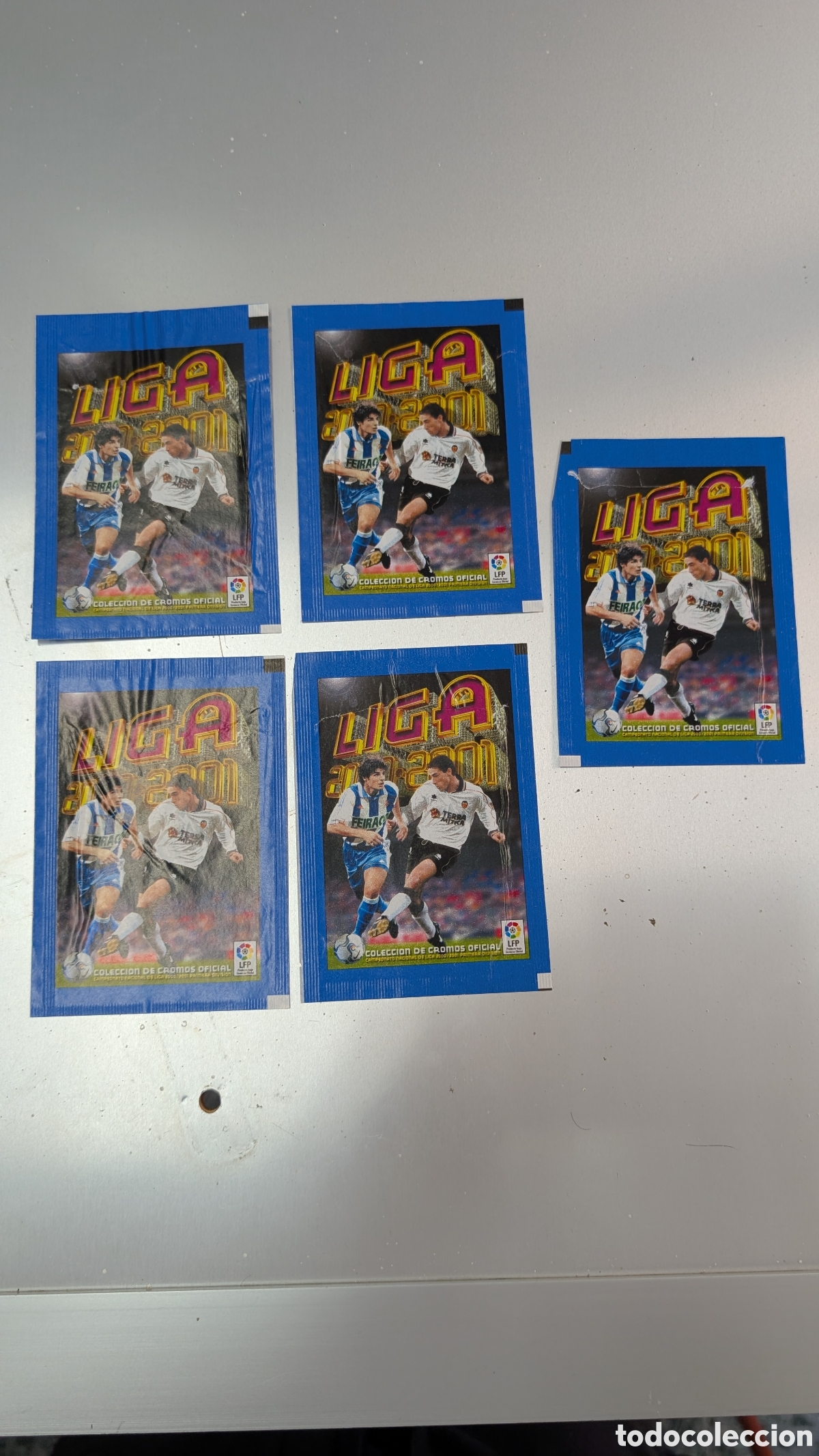 Cromos de f&uacute;tbol: LOTE 5 SOBRES DE CROMOS VACIOS LIGA ESTE 2000/01 00 01 ABIERTOS Y VACIOS