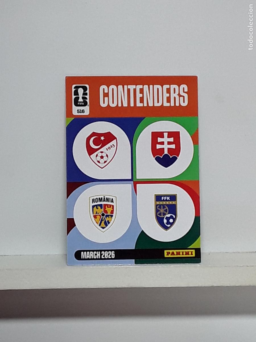 Cromos de f&uacute;tbol: ADRENALYN MUNDIAL 2026 WORLD CUP 26 ALBUM PANINI N 516 CONTENDERS TUQRUIA ESLOVAQUIA RUMANIA KOSOVO