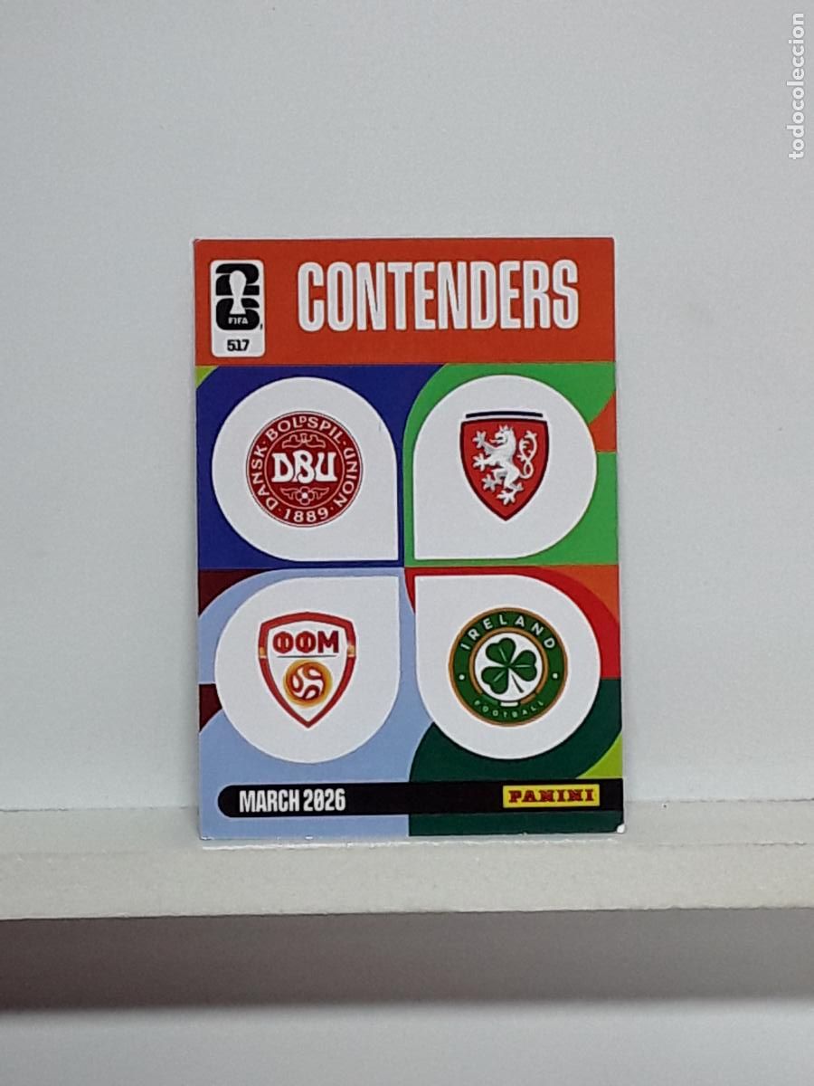 Cromos de f&uacute;tbol: ADRENALYN MUNDIAL 2026 WORLD CUP 26 ALBUM PANINI N 517 CONTENDERS DINAMARCA CHECA IRLANDA MACEDONIA