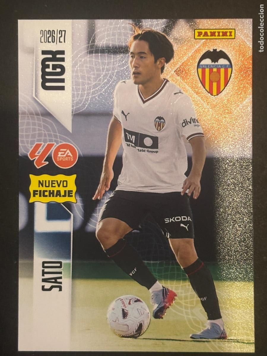 Cromos de f&uacute;tbol: 453 SATO VALENCIA NUEVOS FICHAJES 2&ordf; EDICI&Oacute;N MEGACRACKS MGK 26-27 2026-2027 PANINI LIGA