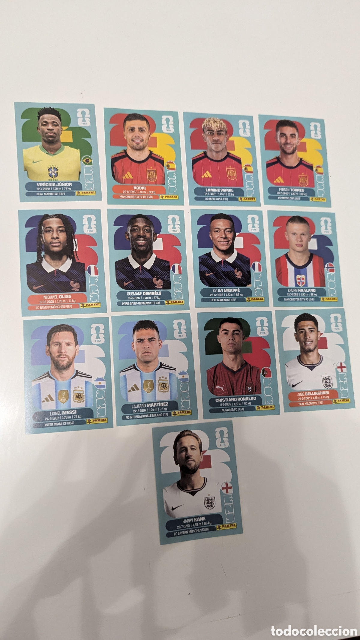 Cartes &agrave; collectionner de Football: Cromos Panini de las estrellas del Mundial 2026