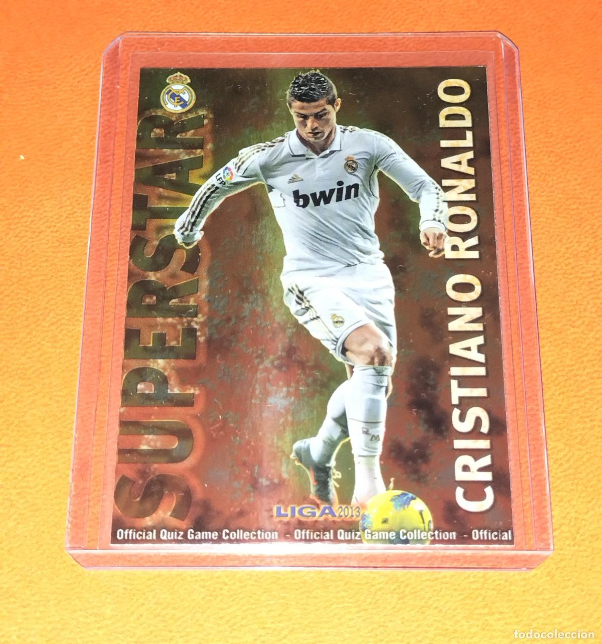 Cromos de f&uacute;tbol: 27 CRISTIANO RONALDO SUPERSTAR BRILLO LISO CARD REAL MADRID MUNDICROMO QUIZ GAME 2012 2013 12 13