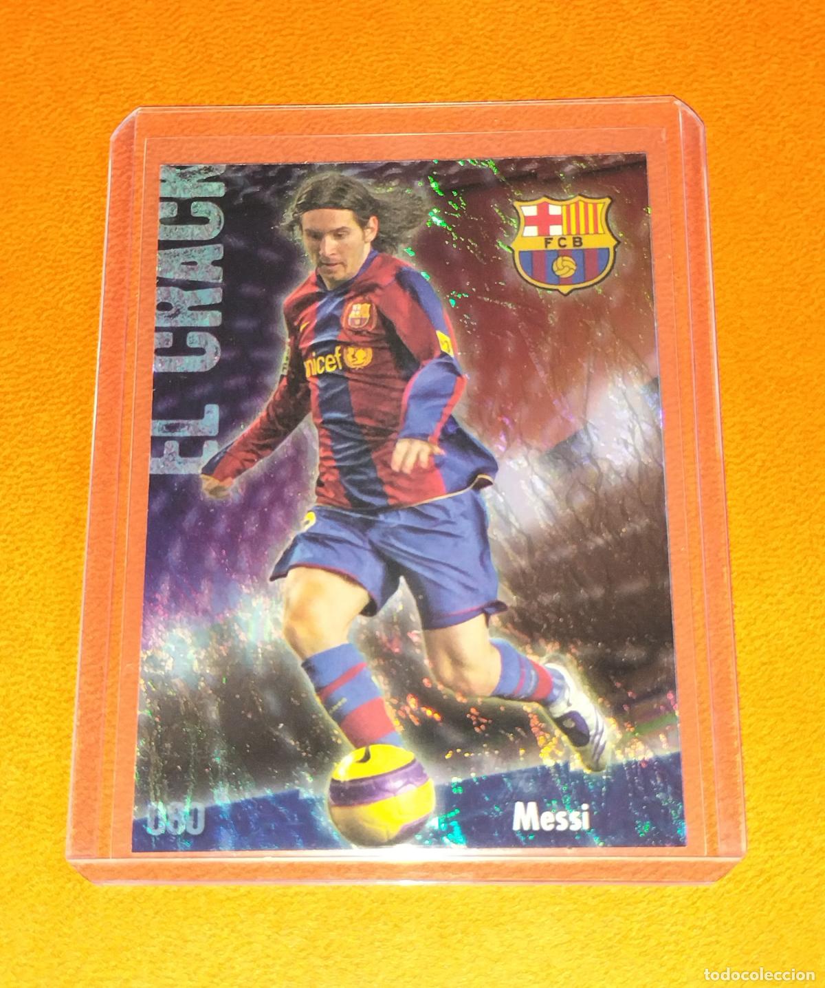 Fu&szlig;ball-Sticker: 80 LIONEL MESSI EL CRACK JASPEADO PUNTAS CUADRADAS CARD FC BARCELONA MUNDICROMO 2008 2009 08 09