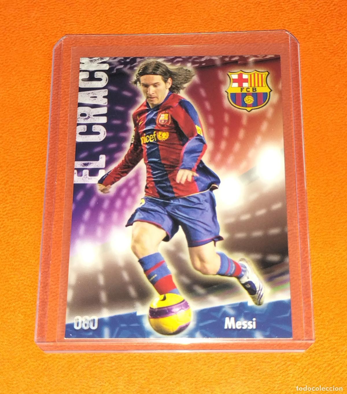 Cromos de f&uacute;tbol: 80 LIONEL MESSI EL CRACK MATE PUNTAS CUADRADAS CARD FC BARCELONA MUNDICROMO 2008 2009 08 09