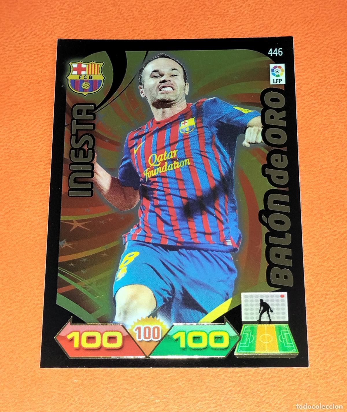 Cromos de f&uacute;tbol: 446 ANDRES INIESTA BALON DE ORO FC BARCELONA CARD ADRENALYN XL LIGA BBVA 2011 2012 11 12 PANINI