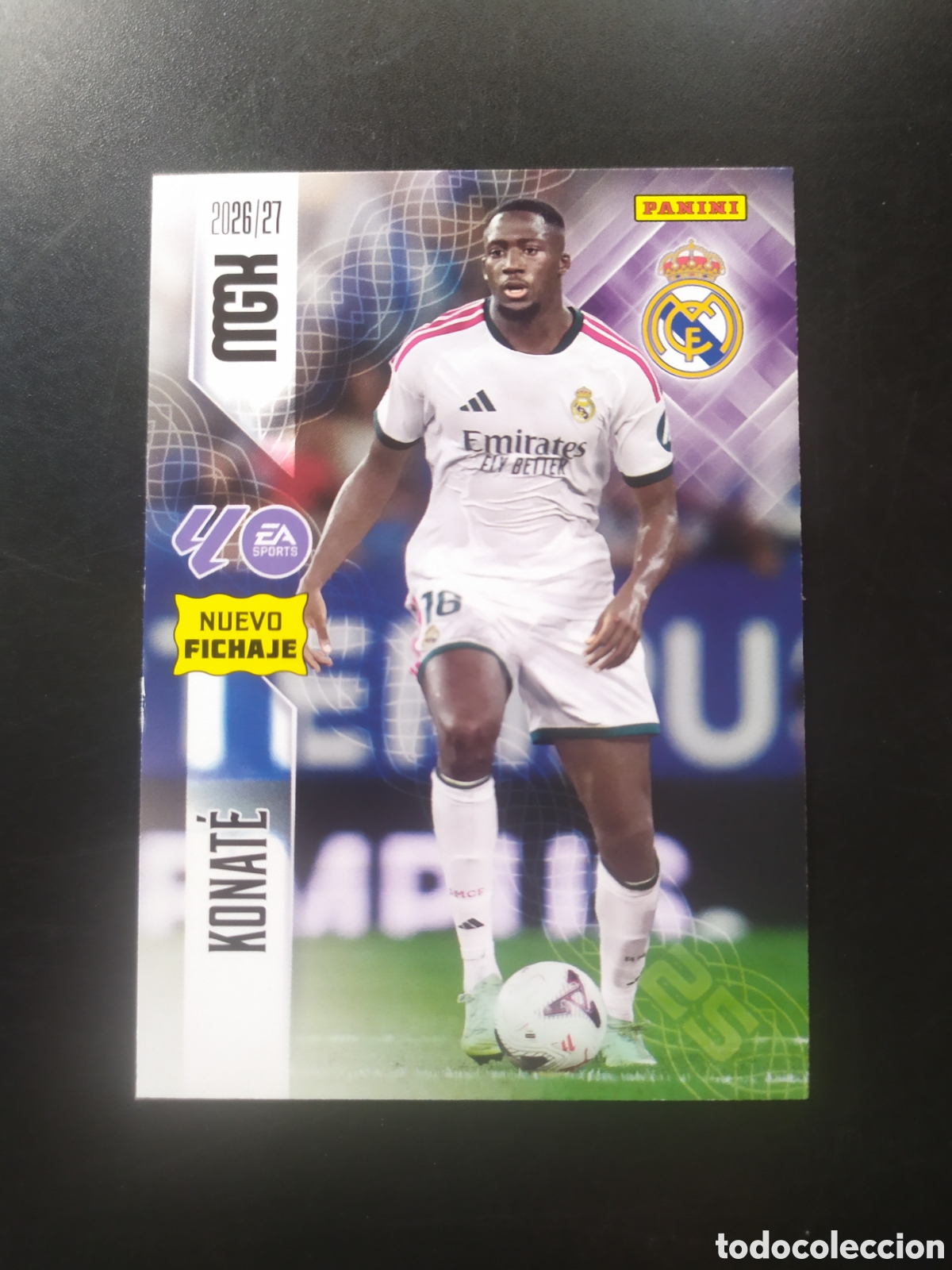 Cromos de f&uacute;tbol: Megacracks 2026 2027 26 27 panini Konate fichaje n&deg; 464 Real Madrid