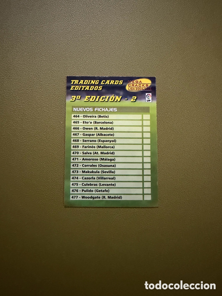 Cromos de f&uacute;tbol: &Iacute;ndice 3 edici&oacute;n 2 Megacracks 04/05