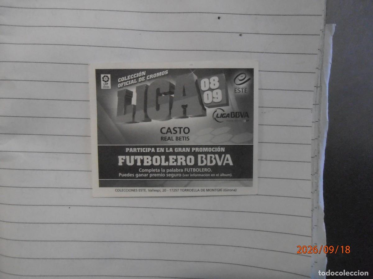 Cromos de f&uacute;tbol: Casto- Betis - 2008-09 - Foto 2