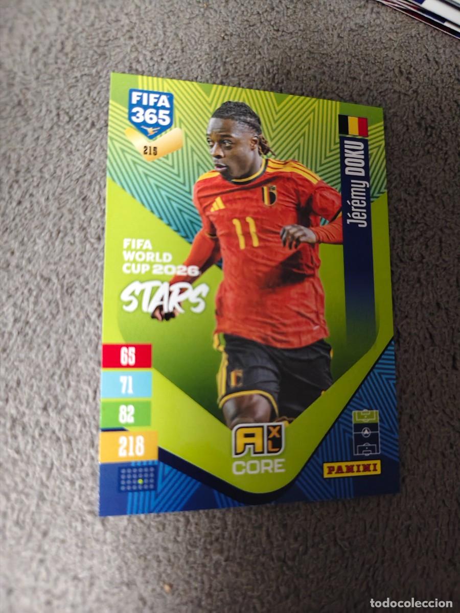 Cartes &agrave; collectionner de Football: 215 365 ADRENALYN 26 27 J&Eacute;R&Eacute;MY DOKU B&Eacute;LGICA WORLD CUP STARS CORE 2026 2027 FIFA PANINI AAV