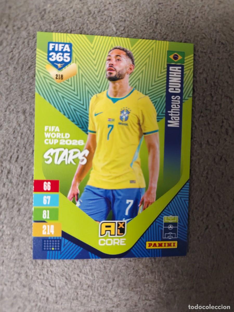 Cartes &agrave; collectionner de Football: 218 365 ADRENALYN 26 27 MATHEUS CUNHA BRASIL WORLD CUP STARS CORE 2026 2027 FIFA PANINI AAV
