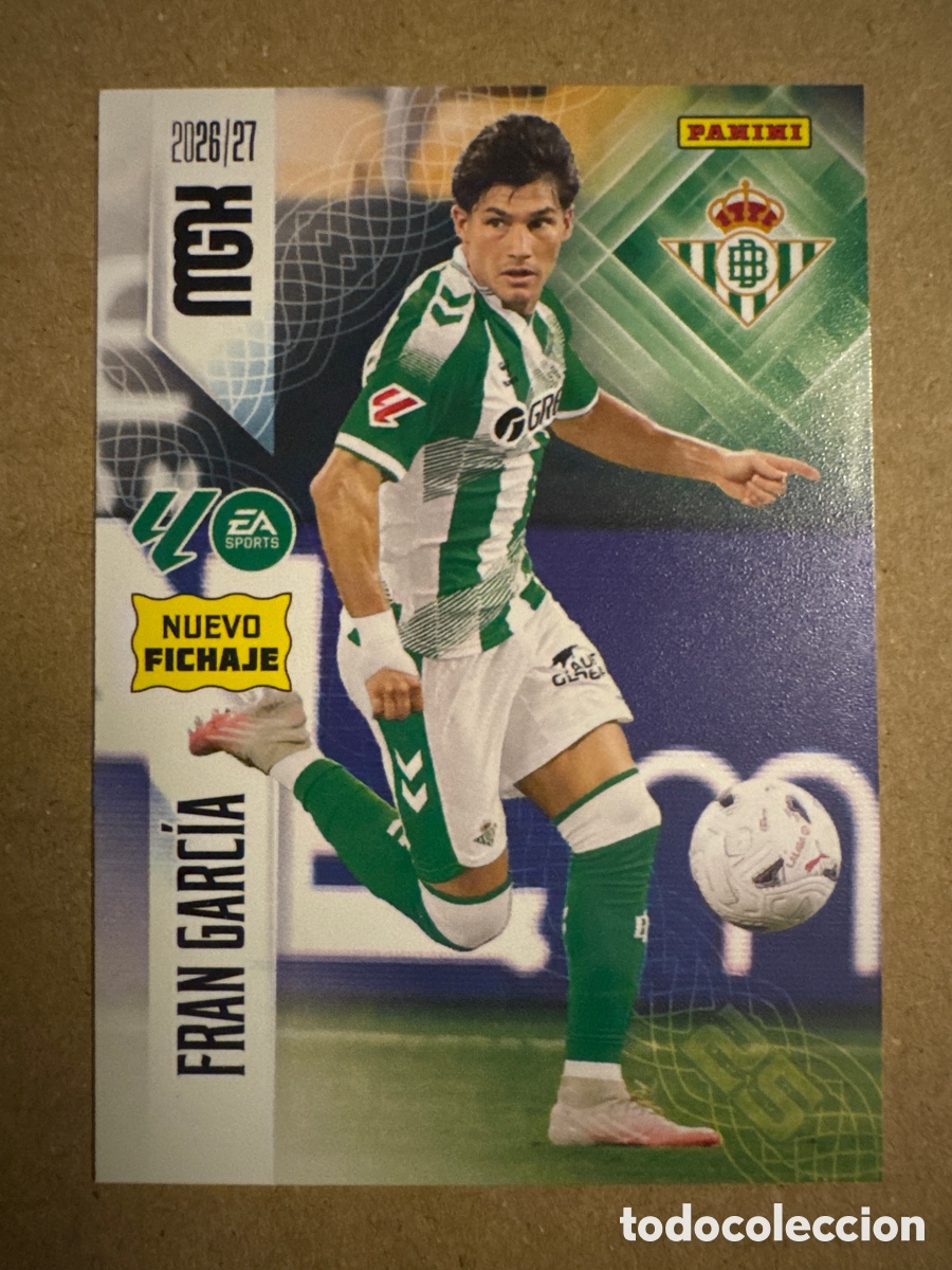 Cromos de f&uacute;tbol: # 455 Fran Garc&iacute;a Real Betis Megacracks 26 27 2026 2027 Nuevo Fichaje 2 Segunda 2a 2&ordf; Edici&oacute;n