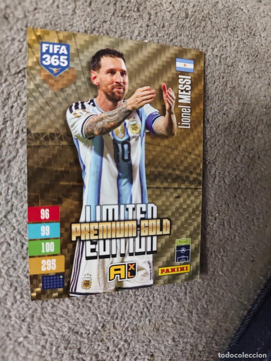 Cromos de f&uacute;tbol: XL 365 ADRENALYN 26 27 LEO MESSI ARGENTINA LIMITED EDITION PREMIUM GOLD 2026 2027 FIFA PUNTA TOCADA