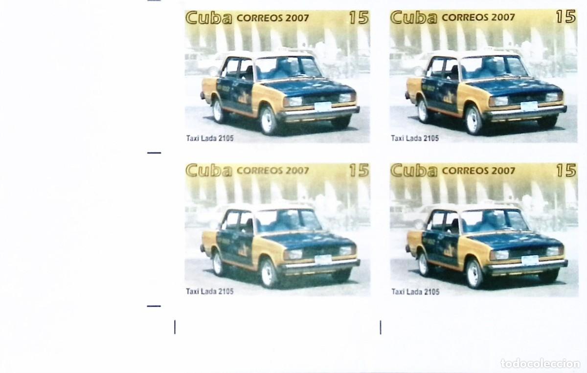 Cromos de f&uacute;tbol: TS) 2007 CUBA,DIE PROOF, IMPERFORATE, BLOCK OF 4,PUBLIC TRANSPORT,MNH.