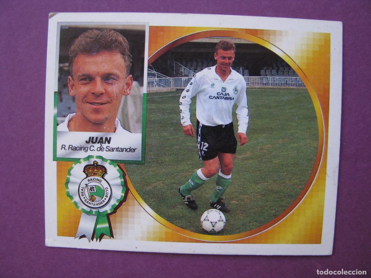 Fu&szlig;ball-Sticker: CROMO JUAN. RACING C. DE SANTANDER. LIGA 94 95 ESTE. COLOCA A JUAN EN EL ALBUM EN VEZ DE SOLAETA