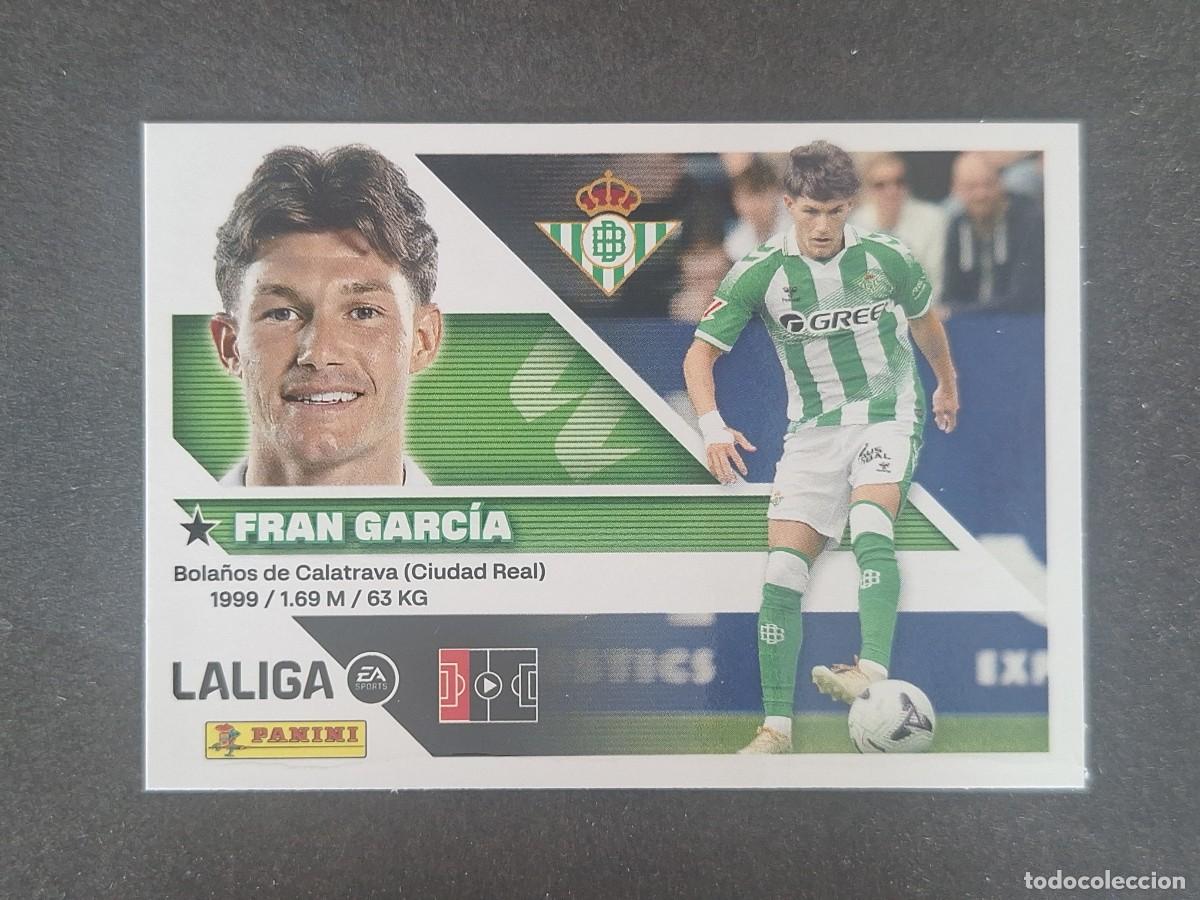 Cromos de f&uacute;tbol: L2 FRAN GARCIA REAL BETIS BALOMPIE FICHAJE 6 LIGA ESTE 2026 2027 26 27 NUNCA PEGADO SIN PEGAR