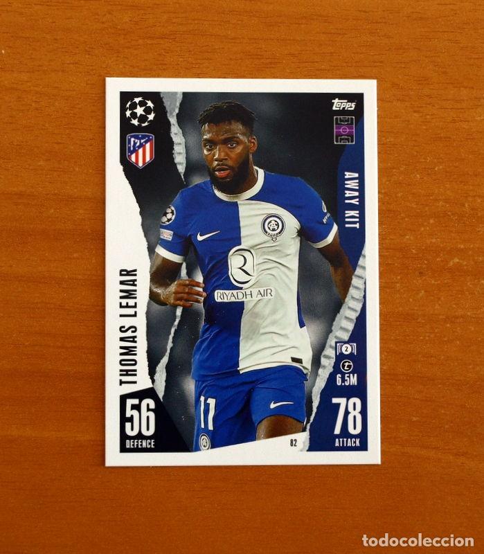 Cromos de f&uacute;tbol: Atl&eacute;tico de Madrid -N&ordm; 82 Thomas Lemar -Away Kit-Topps Match Attax Trading Card Game-2023-2024-23-24