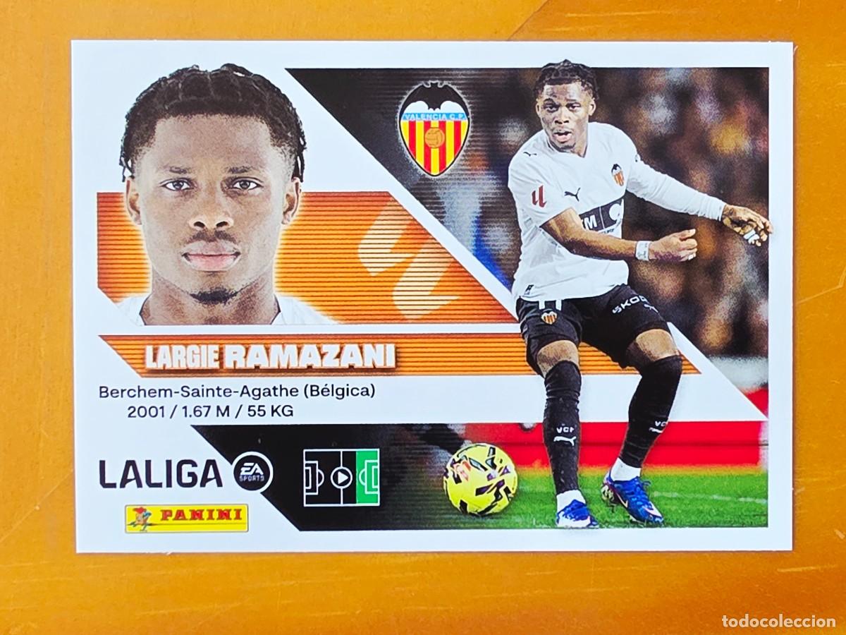 Cromos de f&uacute;tbol: 19 Largie Ramazani, Valencia CF, Panini Ediciones Liga Este 2026 2027 sin pegar