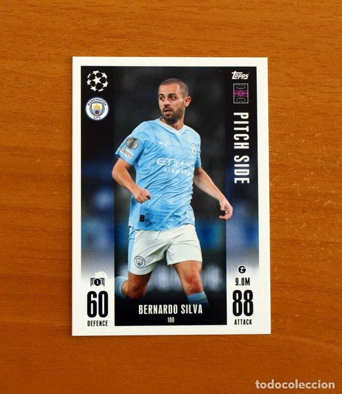 Cromos de f&uacute;tbol: Manchester City-N&ordm; 100 Bernardo Silva-Pitch Side-Topps Match Attax Trading Card Game-2023-2024-23-24