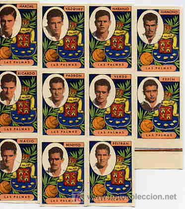Cromos de f&uacute;tbol: CROMOS FUTBOL LAS PALMAS , CANARIAS , TEMPORADA 1955 - 1956 COMPLETO . 11 CROMOS
