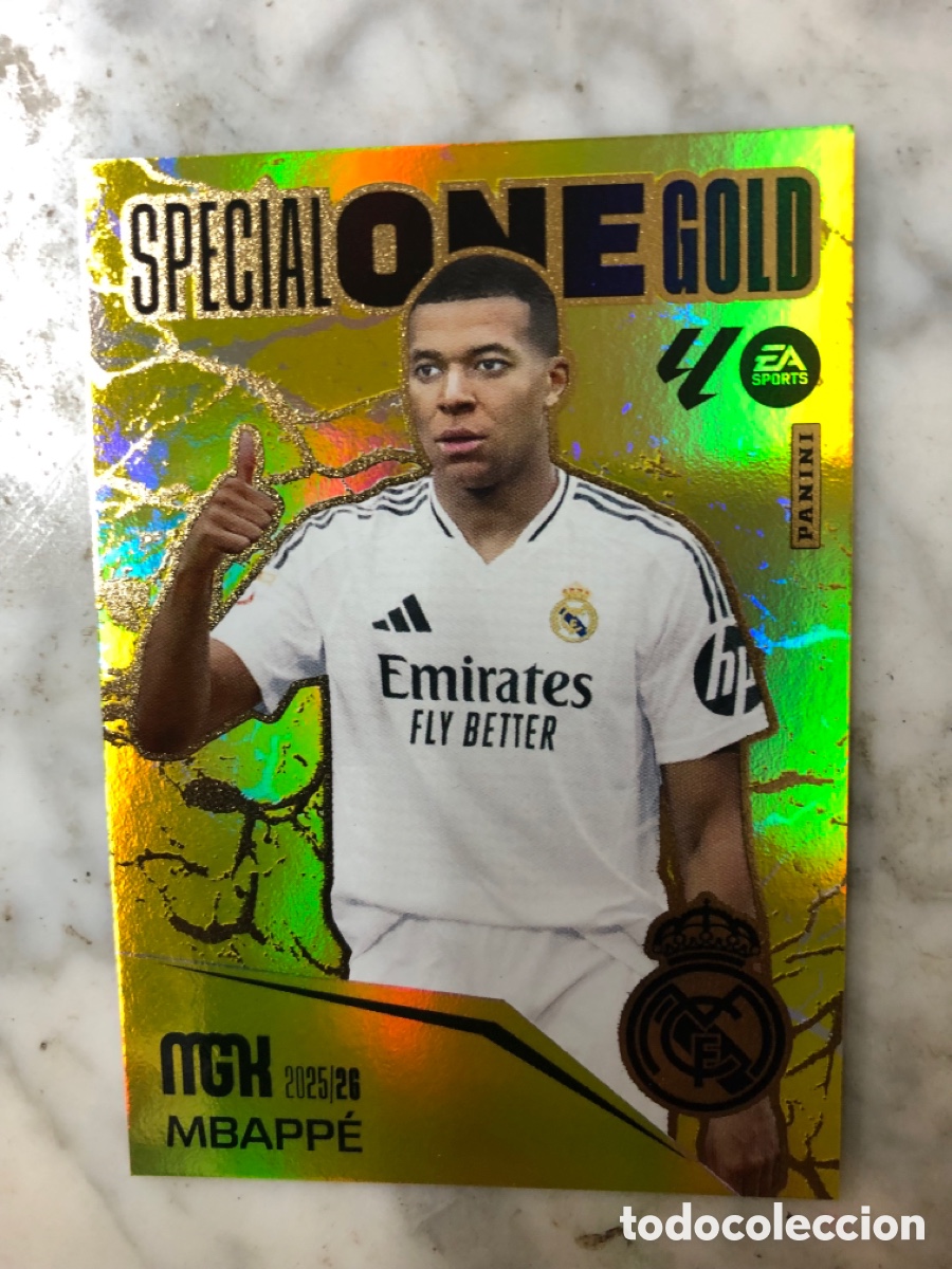 Cromos de f&uacute;tbol: KYLIAN MBAPPE REAL MADRID SPECIAL ONE GOLD FICHAS ALBUM MEGACRACKS 2025 2026 MGK 25 26