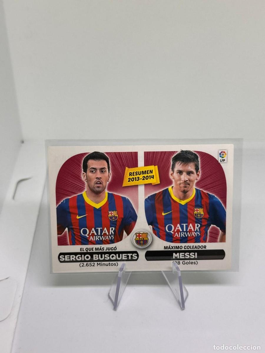 Cromos de f&uacute;tbol: Busquets/ Messi FC Barcelona Resumen 2013 14 Liga Este 2014 15