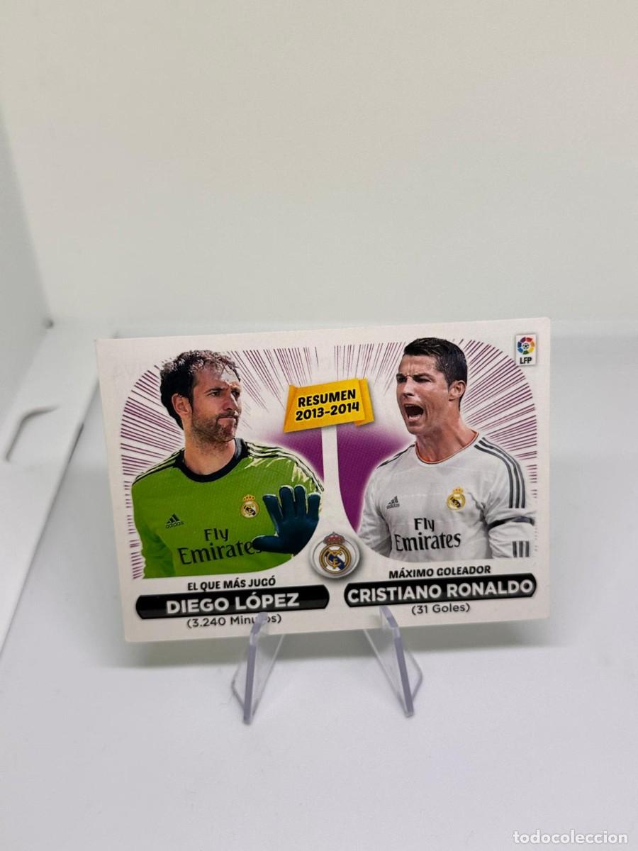 Cromos de f&uacute;tbol: Diego Lopez/ Cristiano Ronaldo Real Madrid Resumen 2013 14 Liga Este 2014 15