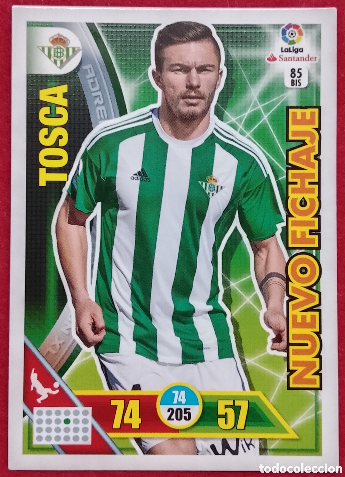 Cromos de f&uacute;tbol: Cromo n&deg;85 Tosca Real Betis - Nuevo Fichaje Adrenalyn XL 16/17