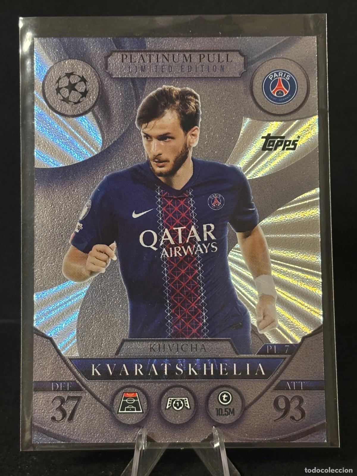 Cromos de f&uacute;tbol: KVARATSKHELIA PLATINUM PULL LIMITED EDICION PSG MATCH ATTAX CHAMPIONS LEAGUE TOPPS 25 26