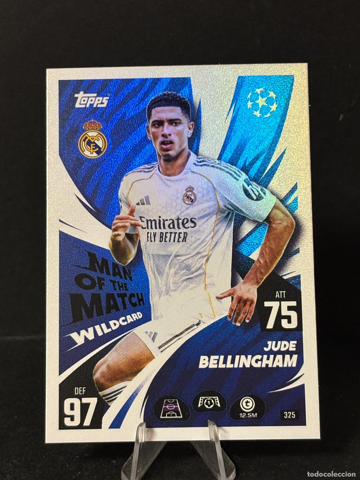 Cromos de f&uacute;tbol: 325 BELLINGHAM MAN OF THE MATCH WILDCARD MADRID MATCH ATTAX CHAMPIONS LEAGUE TOPPS 25 26