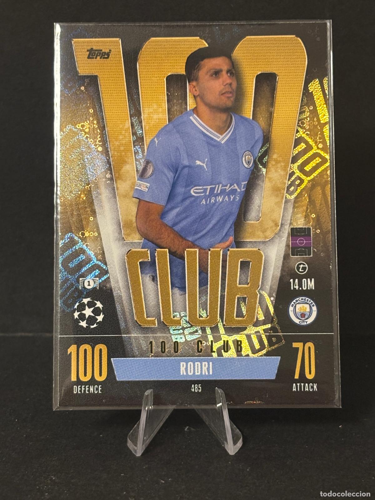 Cromos de f&uacute;tbol: 485 RODRI 100 CLUB MANCHESTER CITY MATCH ATTAX CHAMPIONS LEAGUE TOPPS 23 24 2023 2024