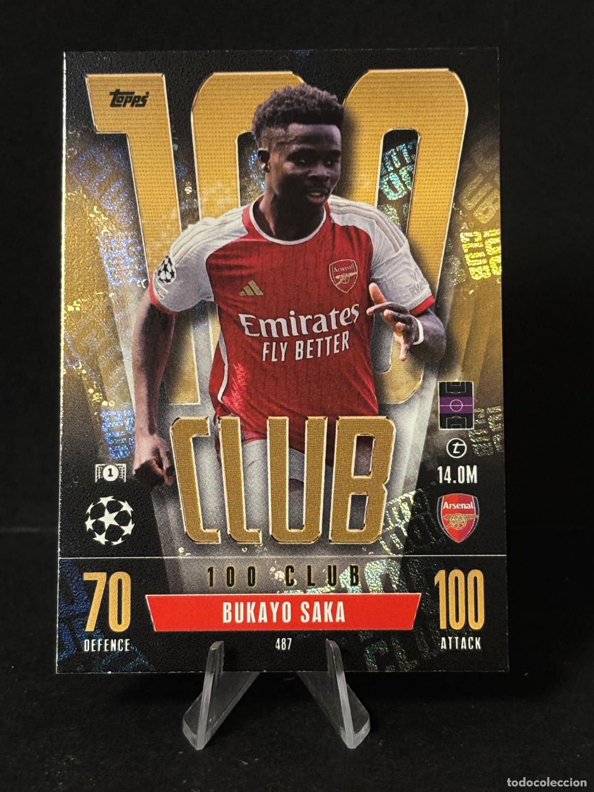 Cromos de f&uacute;tbol: 487 BUKAYO SAKA 100 CLUB ARSENAL MATCH ATTAX CHAMPIONS LEAGUE TOPPS 23 24 2023 2024