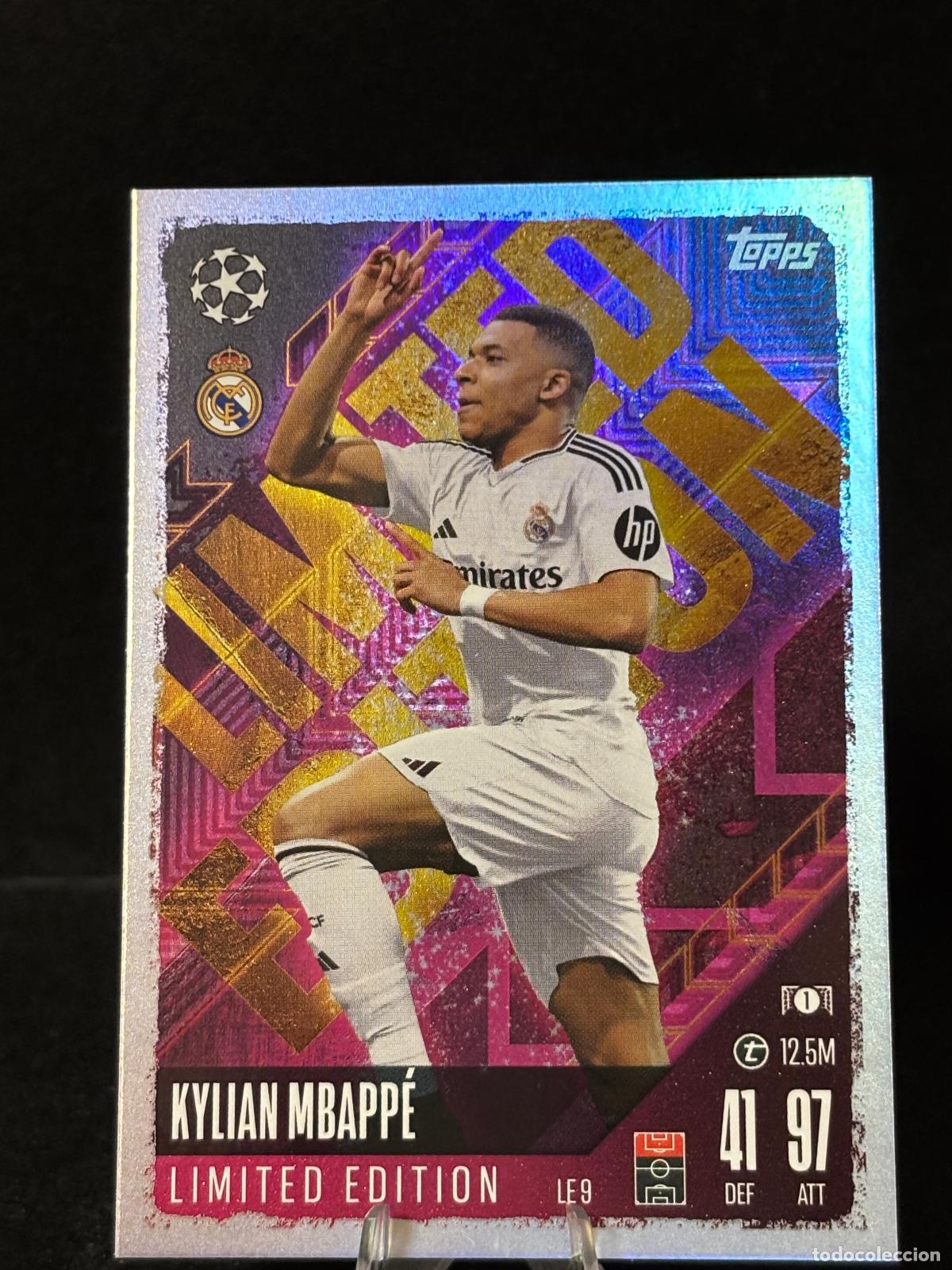 Cromos de f&uacute;tbol: LE9 MBAPP&Eacute; LIMITED EDITION REAL MADRID MATCH ATTAX CHAMPIONS LEAGUE TOPPS 25 26 2025 2026