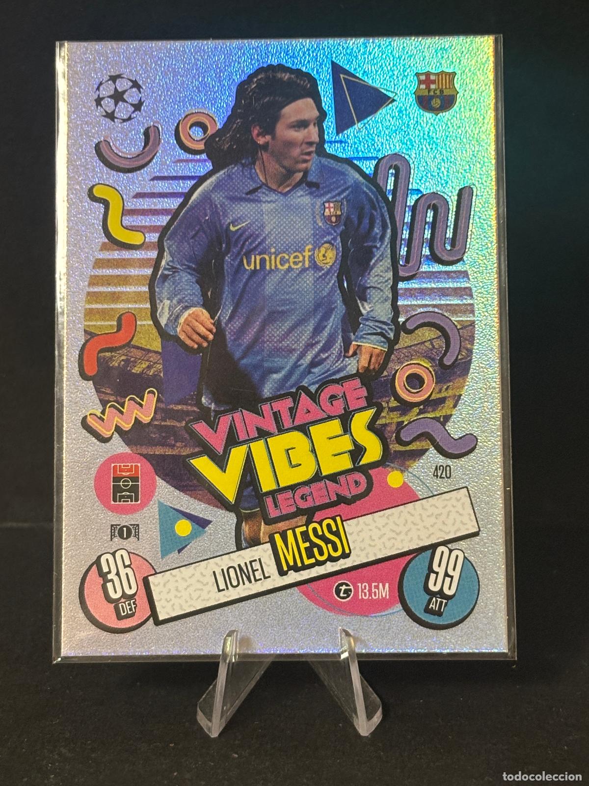 Cromos de f&uacute;tbol: 420 MESSI VINTAGE VIBES BARCELONA MATCH ATTAX CHAMPIONS LEAGUE TOPPS 23 24 2023 2024