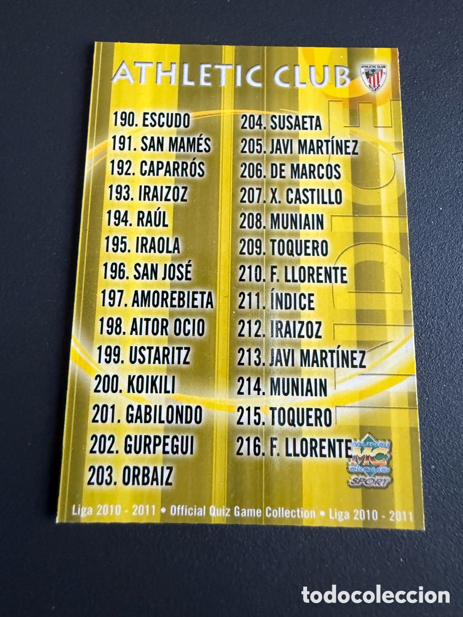 Fu&szlig;ball-Sticker: MUNDICROMO 2011. 211 ALINEACI&Oacute;N. ATHLETIC