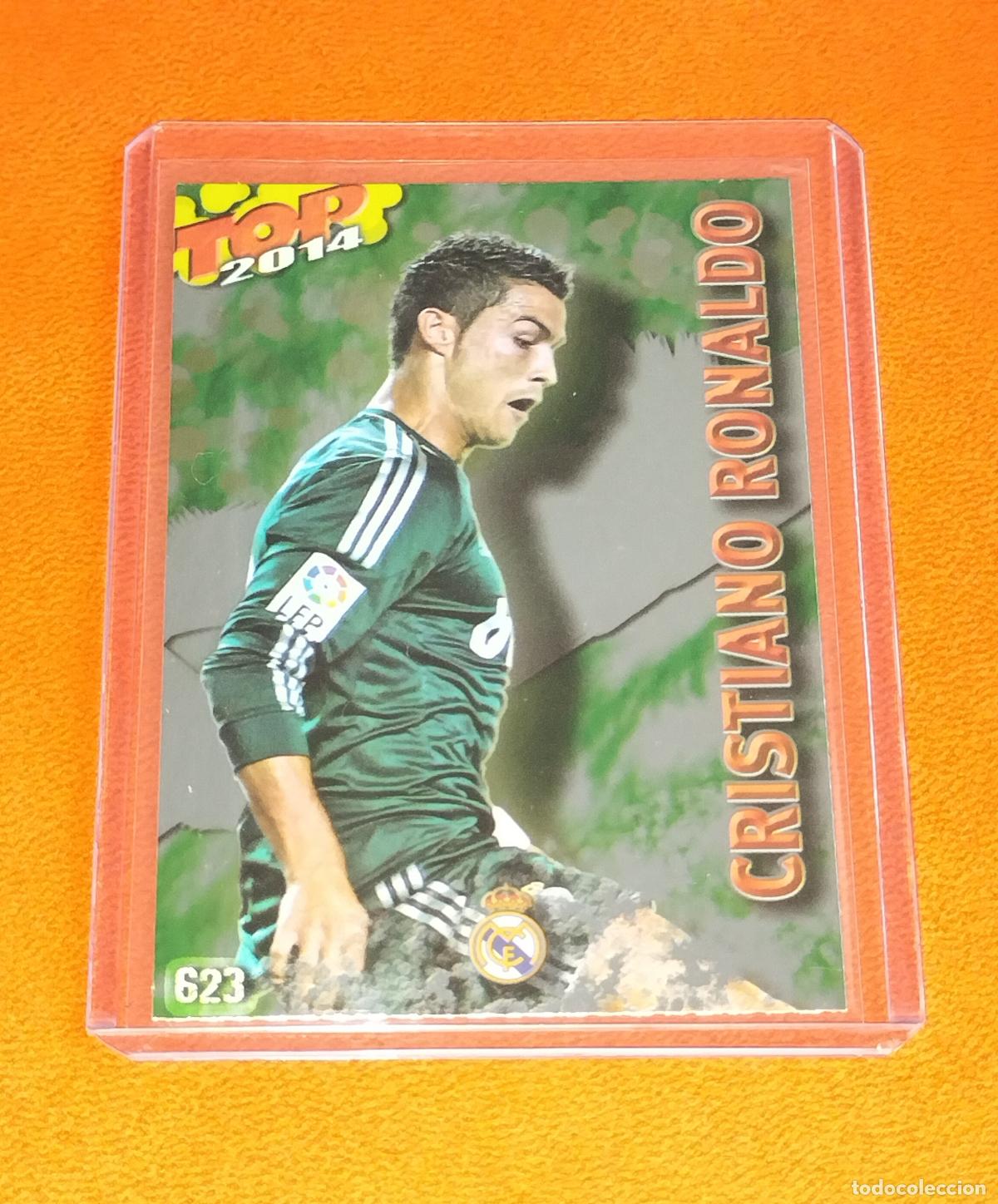 Cromos de f&uacute;tbol: 623 CRISTIANO RONALDO TOP VERSION LISO VERDE REAL MADRID CARD MUNDICROMO QUIZ GAME 2013 2014 13 14