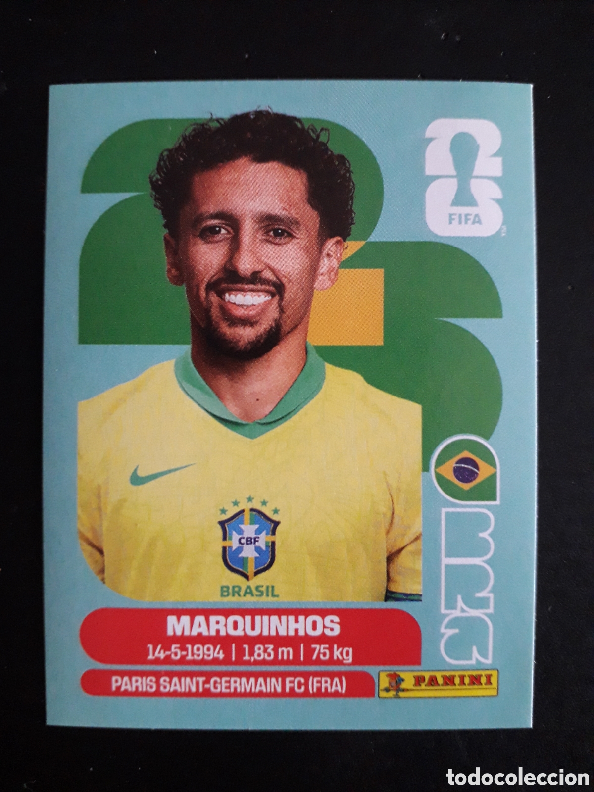 Cromos de f&uacute;tbol: MARQUINHOS BRASIL BRA 4 MUNDIAL F&Uacute;TBOL 2026 FIFA WORLD CUP PANINI SIN PEGAR PEDIDO M&Iacute;NIMO 3&euro;