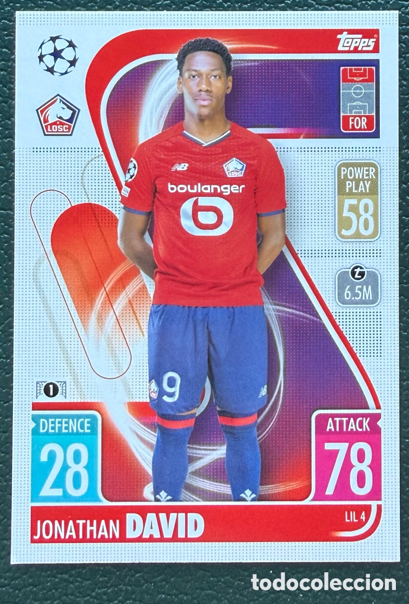 Cromos de f&uacute;tbol: LIL 4 JONATHAN DAVID LOSC LILLE FICHAS ALBUM TOPPS UEFA CHAMPIONS LEAGUE MATCH ATTAX 2021 2022 21 22