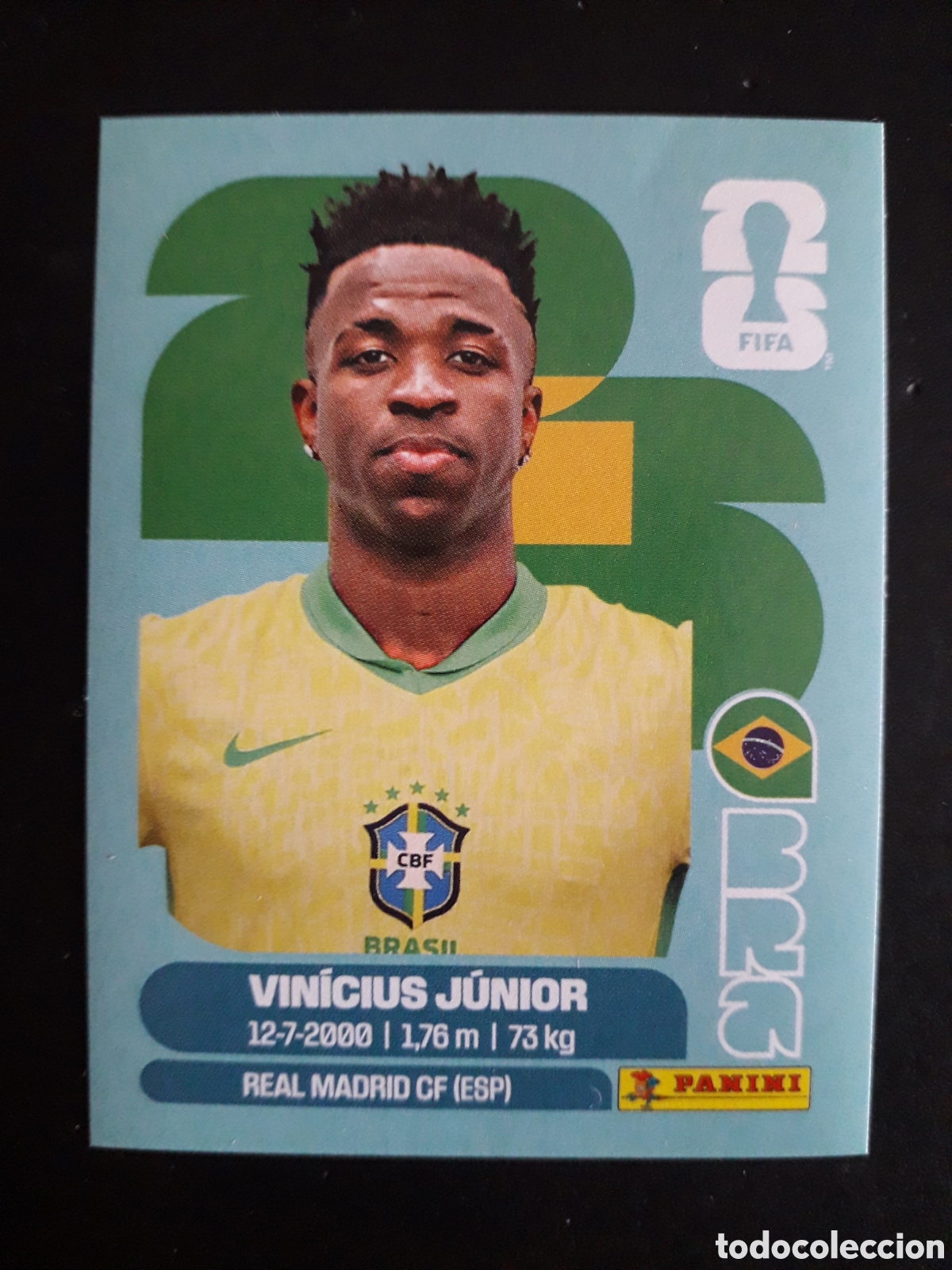 Cromos de f&uacute;tbol: VINICIUS J&Uacute;NIOR BRASIL BRA 14 MUNDIAL F&Uacute;TBOL 2026 FIFA WORLD CUP PANINI SIN PEGAR PEDIDO M&Iacute;NIMO 3&euro;.