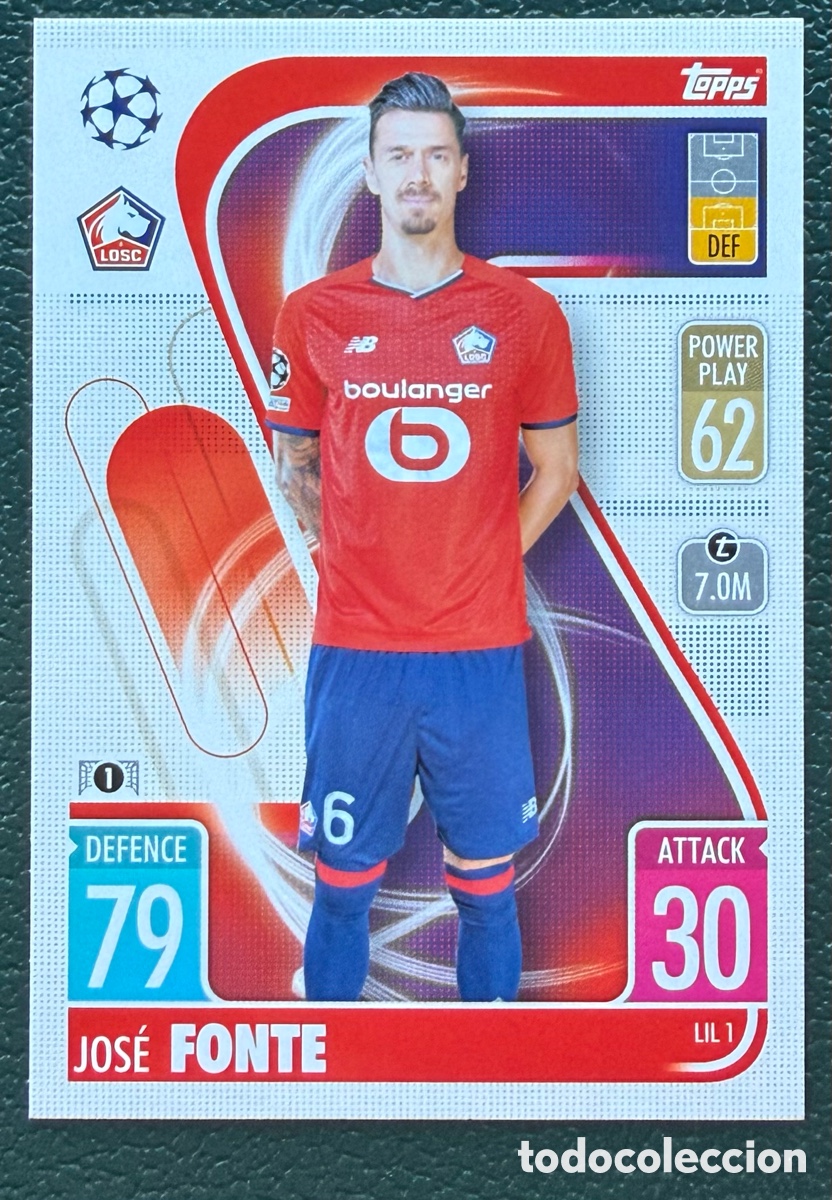 Cromos de f&uacute;tbol: LIL 1 JOSE FONTE LOSC LILLE FICHAS ALBUM TOPPS UEFA CHAMPIONS LEAGUE MATCH ATTAX 2021 2022 21 22