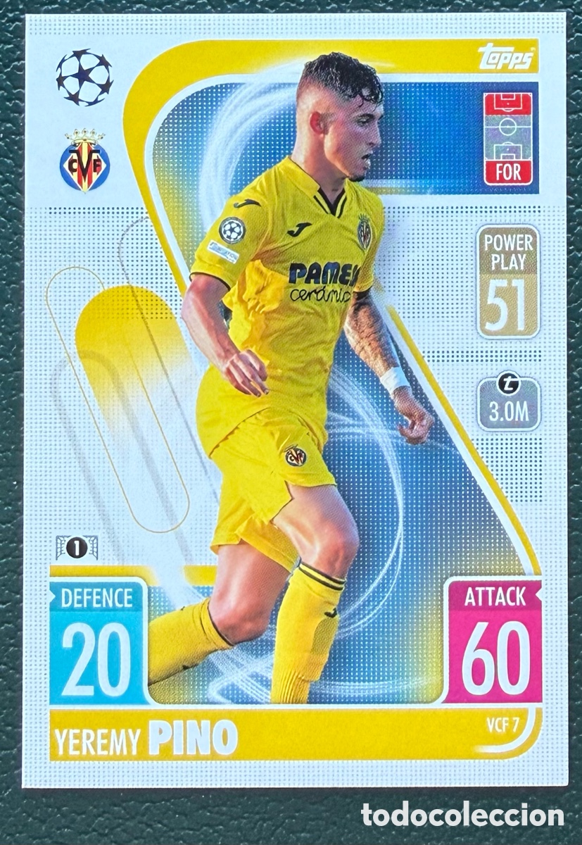 Cromos de f&uacute;tbol: VCF 7 YEREMY PINO VILLARREAL CF FICHAS ALBUM TOPPS UEFA CHAMPIONS LEAGUE MATCH ATTAX 2021 2022 21 22