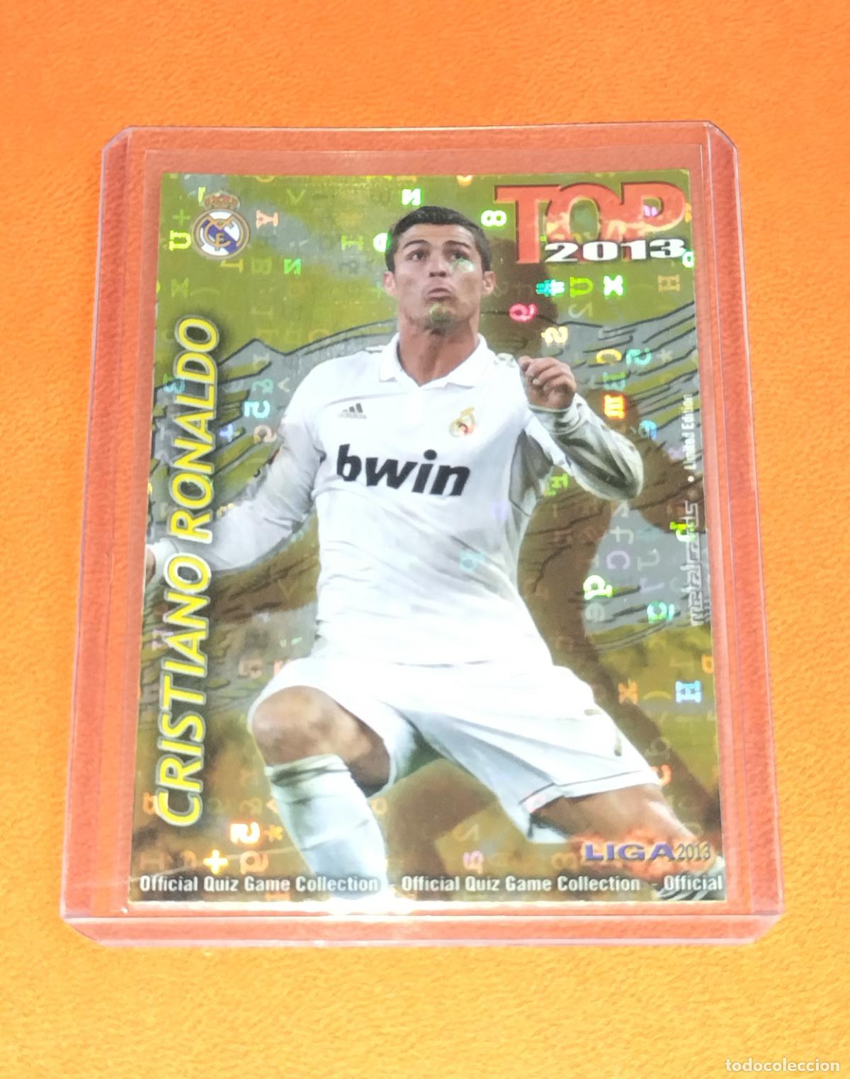 Cromos de f&uacute;tbol: 631 CRISTIANO RONALDO TOP DORADO VERSION LETRAS REAL MADRID MUNDICROMO QUIZ GAME 2012 2013 12 13