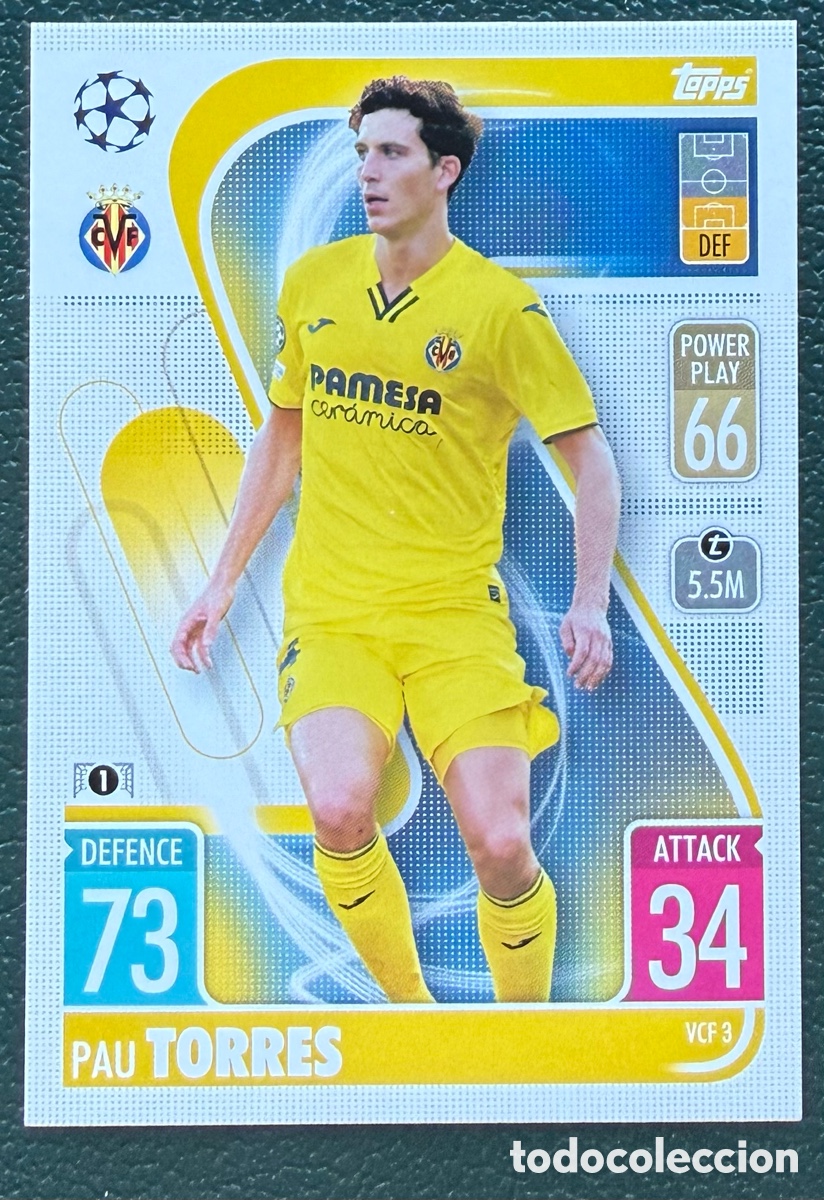 Cromos de f&uacute;tbol: VCF 3 PAU TORRES VILLARREAL CF FICHAS ALBUM TOPPS UEFA CHAMPIONS LEAGUE MATCH ATTAX 2021 2022 21 22